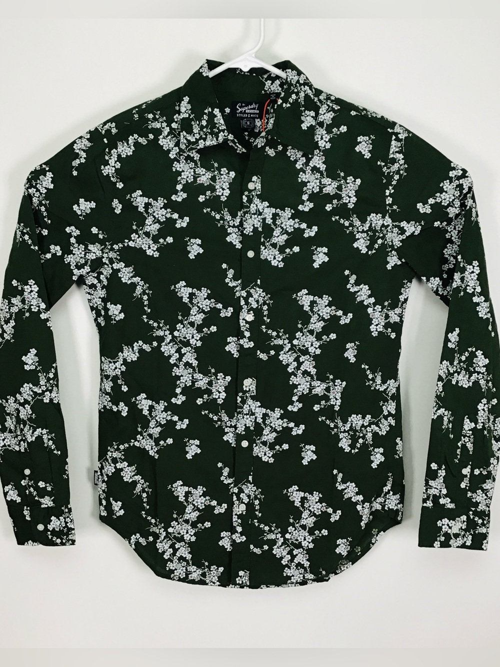 NWT Superdry men’s long sleeve linen cotton blend button up shirt small